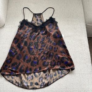 Leopard and lace detail camisole .